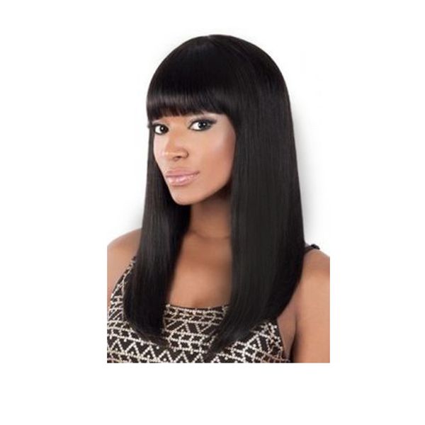 coiffure chaude dames longueur d'épaule courte bob perruques droites simulation de cheveux brésiliens cheveux humains longueur d'épaule perruque de style bob avec frange