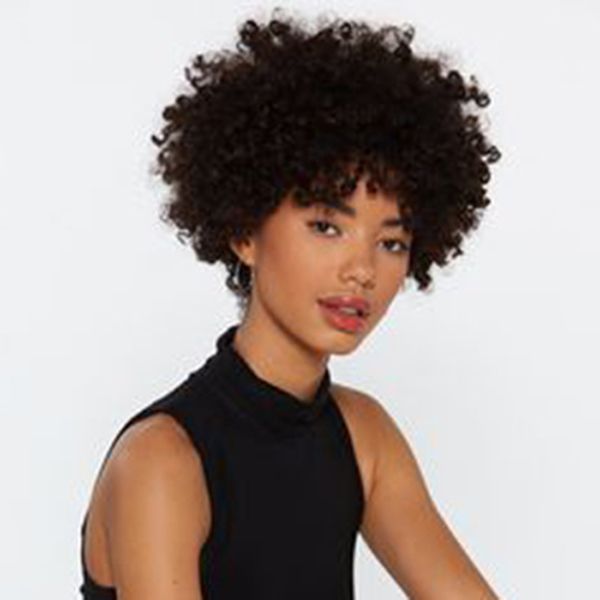 coiffure chaude doux cheveux indiens afro-américain court crépus bouclés simulation cheveux humains bouclés perruque naturelle pour les femmes