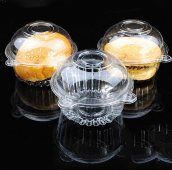 Sombrero caliente Plástico transparente Desechable Plástico Pastel Contenedor Cupcakes Caja de embalaje Pastel Caja Ensalada Utensilios para hornear Herramienta de cocina