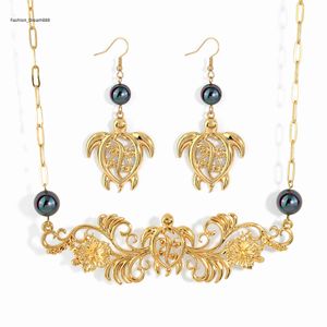 Ensemble de bijoux plaqué or hawaïen chaud en gros boucles d'oreilles en perles ensembles de collier en alliage pour femmes filles cadeau