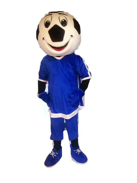 Costume de mascotte de football bleu de haute qualité, taille adulte, livraison gratuite