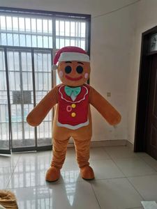 Hot haute qualité Real Pictures profession made gingerbread Man Costume De Mascotte Fursuit Adulte Cartoon Fête De Noël