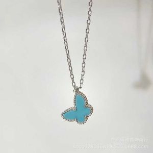 Hete hoge versie van vlinder ketting ketting dameshell turquoise hanger rose goud mini blauwe agaat kraagketen