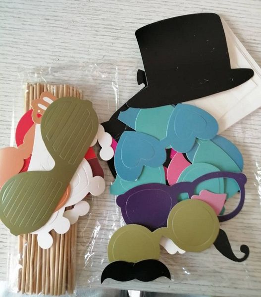 Hot Home Festive Event Set de 44 Photo Booth Prop Moustache Lunettes Lèvres sur un Bâton Masque Drôle Fête De Mariage Photographie XB1