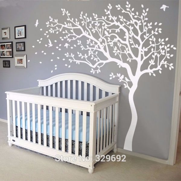 HOT Énorme Blanc Autocollant Autocollant Stickers Pépinière Arbre Autocollants Pour Enfants Chambres 213X210CM Mur Tatouage Cadeau 201202