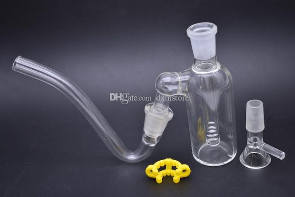 Bong colector de cenizas de vidrio perc en línea caliente con adaptador J-Hooks, ganchos en J, tubos de vidrio y recipiente, kits de cachimba para fumar, cenicero de 14 mm, 45 grados