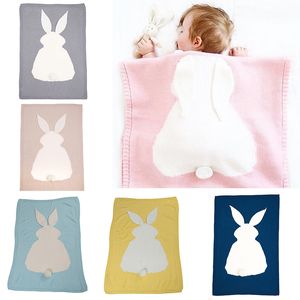 Hot Ins Style enfants lapin tricot couverture belle hiver bébé sieste couvertures couleur bonbon acrylique enfants tricoté lapin grandes oreilles