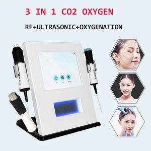 Articles chauds 3 en 1 Machine faciale à jet d'oxygène RF soins de la peau à ultrasons CO2 bulle d'oxygène exfolier les Machines faciales à oxygène