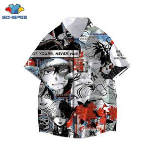 Caliente japonés anime mi héroe academia camisa hombres kawaii shoto todoroki camisa gráfica tops dabi dibujos animados harajuku camisas hawaianas g220511