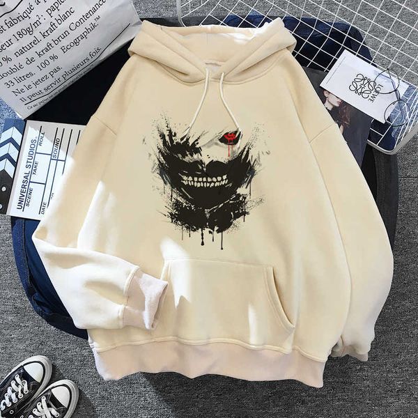 Hot Japanese Anime Tokyo Ghoul Graphic Hoodies Hommes Kawaii Hiver Vêtements Cartoon Kaneki Ken Streetwear Unisexe Sweats Homme H0909