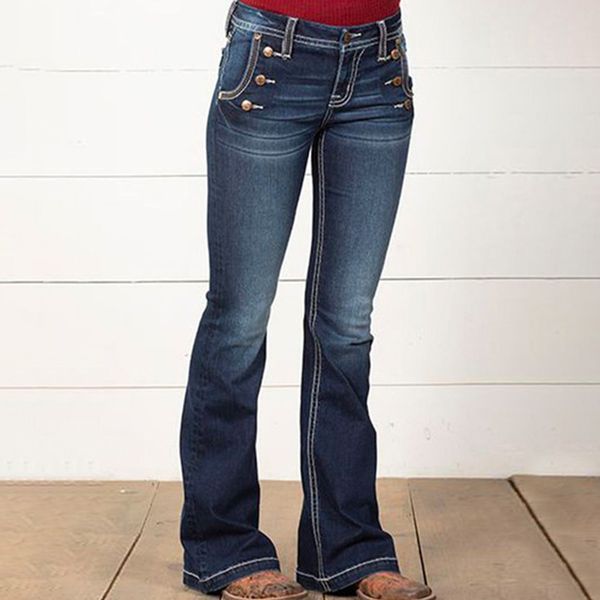 Hot Jeans, 2023 Pantalones Nuevos Jeans de cintura alta para mujer Pantalones acampanados sexy de moda Pantalones de mezclilla vintage Parte inferior de campana azul