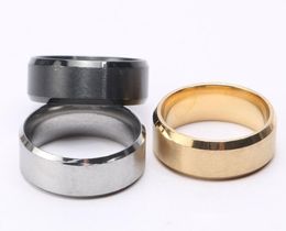 Hete sieraden 8mm roestvrij stalen ringband titanium zilver zwart goud mannen maat 6 tot 13 bruiloft verlovingsringen