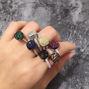 Joyería caliente, venta al por mayor, anillos de borde de rosa de oro y plata con microincrustaciones de circonio de moda con forma de panal de diamante