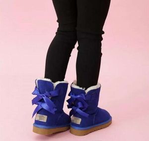 Enfants chauds Bailey 2 arcs bottes en cuir véritable tout-petits neige solide Botas De nieve hiver filles chaussures enfant en bas âge 57