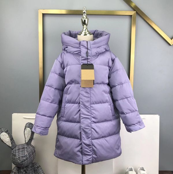 Manteau chaud pour enfants, nouvelle mode automne hiver, vêtements de rue, lettre, veste pour enfants imprimée géométrique, épaisse et longue, vêtements d'extérieur chauds à capuche pour filles, vêtements de combinaison de neige