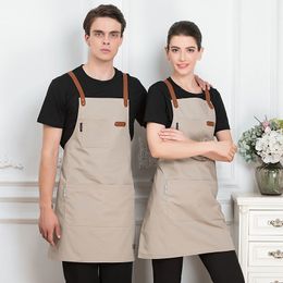 Hot Keuken Denim Werk Schort Unisex voor het Koken Schort voor Vrouw Man Cowboy Antifouling Chef Cooking Playore delantal-tablier Y200103