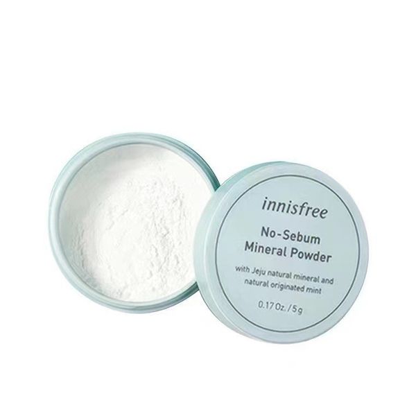 Hot Korea Marca famosa Innisfree Alta calidad Sin sebo Polvo mineral + Polvo borroso Control de aceite Polvo suelto Base de maquillaje 5 g