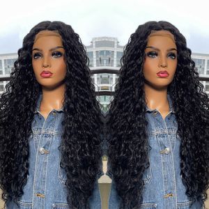 Hot Lace Wigs Black Front Long Kinky Curly Soft Perruque synthétique pour les femmes avec des cheveux de bébé Natural Hairline Daily 221216