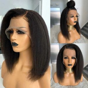 Hete kanten pruiken Kryssma synthetische front bob gluess short kinky recht vrije deel yaki voor vrouwen natuurlijk goedkoop 14 