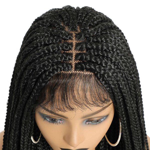 Pelucas de encaje caliente Ombre Color 30 pulgadas Frente sintético trenzado para mujeres negras Trenzas de cornrow con caja de pelo de bebé Trenza 221216