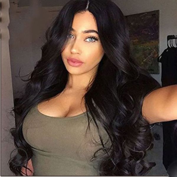 Hot lady brazilian Hair African Ameri Simulation Human Hair Wigs Loose Wave Wig avec partie médiane pleine perruque pour les femmes en stock