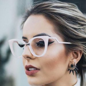 Hot Dame Cat Eye Bril Frames voor Vrouwen Merk Designer Optische Brillen Metalen Tempel Mode Eyewear