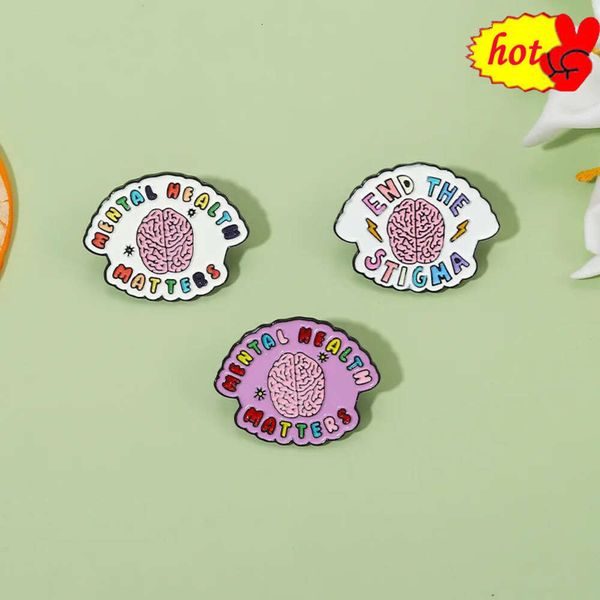 Épinglettes chaudes texte sur la santé mentale organes du corps broche broche boucle en métal doré Badge sac vêtements broches à revers pour femmes hommes enfants cadeaux