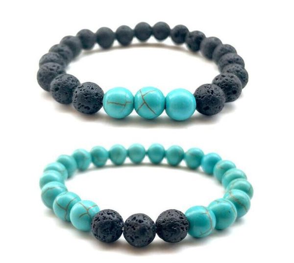 Hot Lava Rock Perles Bracelets 8 mm Mode Pierre Naturelle Charme Bijoux Pierre Intempérie Poignets Bracelets 2 Styles Turquoise Bracelet GB1669