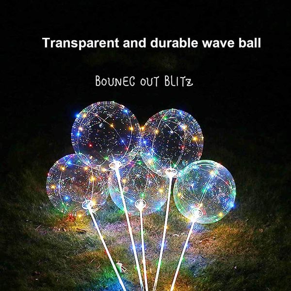 Ballon lumineux LED avec batterie, boule Bobo romantique ondulée, 4 couleurs, pour fête de mariage, décoration d'halloween x-ms