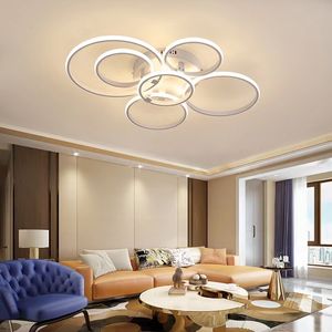 Hot Led kroonluchter lichten Dimable+App Rings Designer voor woonkamer slaapkamer plafond moderne kroonluchter armaturen lamp