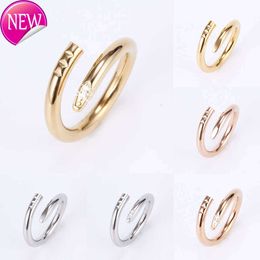 Hot love Rings Womens Band Ring Jewelry Titanium Steel Single Nail European and American Fashion Street Casual Couple Classic Gold Sier Rose Optional Size5-10