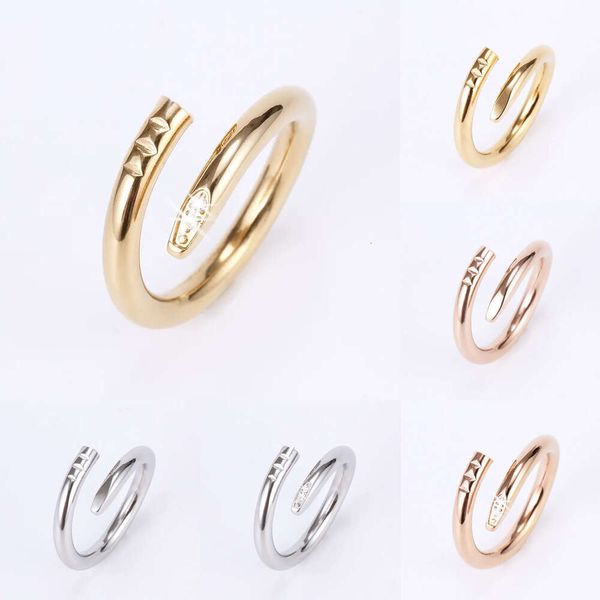 Hot Love Rings Womens Band Ring Jewelry Titanium Steel Single Nail European and American Fashion Street Casual Casual Classic Gold Sier Rose Size en option 5-10