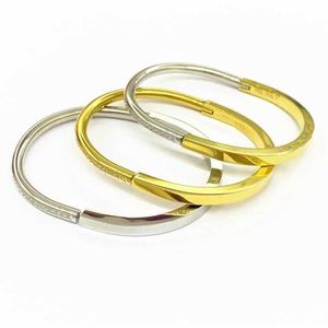 Hot Lage prijs sieraden Koreaanse gegraveerde 18K gouden titanium stalen dames tiffay klassieke hoefijzergesp armband M7AH