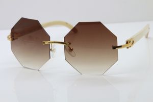 Lunettes de soleil sans chasse Métal avec des lunettes de soleil blanche de corne de Buffalo Unisexe Vintage 4189706 Lunettes de vue avec boîte rouge C Décoration Gold Fram Accessoires de mode