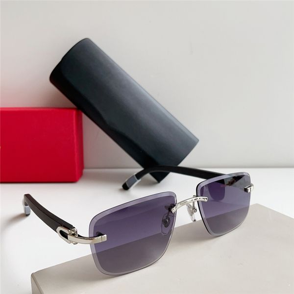 lunettes de soleil design mens de luxe chaudes pour hommes jambes en bois conception montures sans monture verres de protection uv400 coupe lunettes originales lunettes rétro cool viennent avec étui