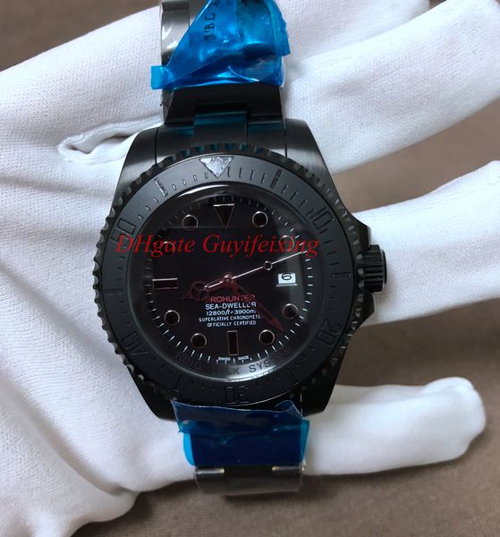 Hot Luxury Mens Watches 44mm 116600 126600 116660 126660 Sea-Dweller Balck Balck Balck Céramique Sapphire Mouvement automatique Men