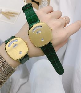 Hot Luxury Women Men Quartz Watch Grip Design echt leren bord logo klok uur minuut date pols horloge voor mannelijk 38 mm 35 mm