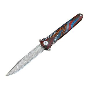 Hot M6670 Flipper Couteau Pliant VG10 Damas Acier Lame Couleur G10 Poignée Roulement À Billes Ouverture Rapide EDC Couteaux De Poche