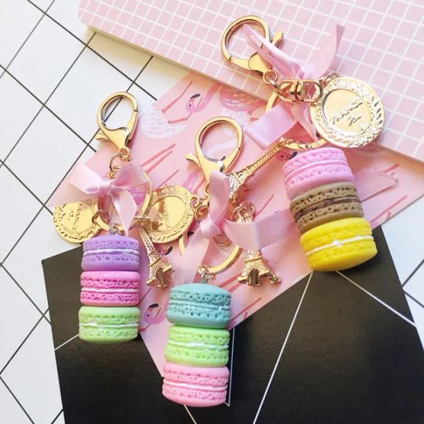 Porte-clés gâteau Macaron, mignon, à la mode, breloque pour sac, voiture, cadeau de fête de mariage, bijoux pour femmes et hommes ZZ