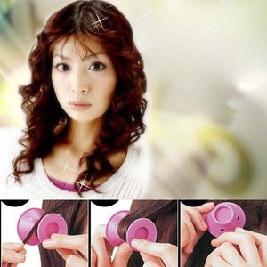 Zachte rubber magic haar curler diy haar rollers haar styling tools reizen thuis gebruik make-up schoonheid tool zachte siliconen roze curler