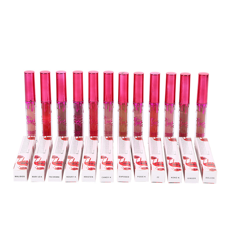 Labios Maquillaje Brillo de labios dorado 12 colores Cumpleaños Edición limitada Holiday Matte Liquid Lipstick Valentine Lipgloss Envío de DHL