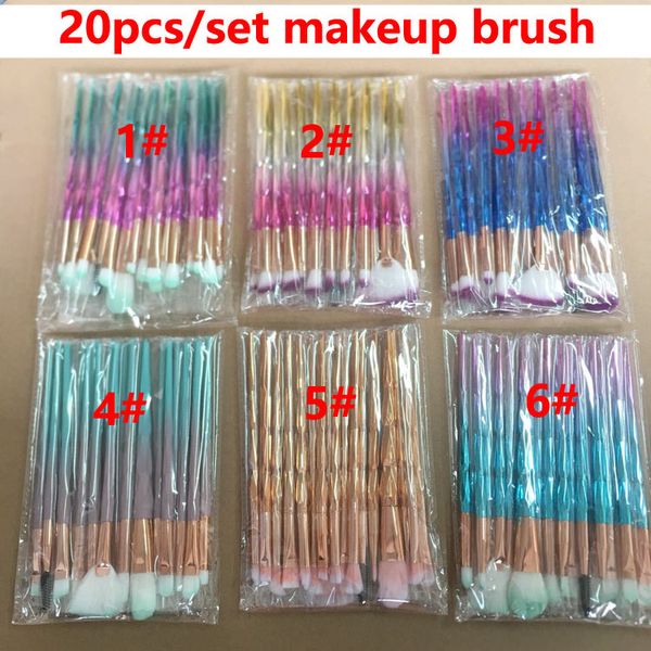 Pinceaux de maquillage 20pcs 3D Dazzle Glitter Foundation Powder MakeupBrosse Pinceau de maquillage professionnel Ensemble Blush Ombre à paupières MakeupBrush