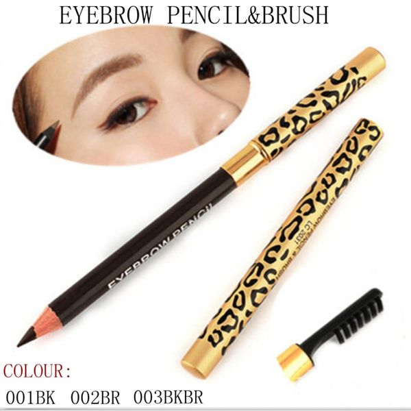 Maquillage chaud double crayon à sourcils tube en aluminium à motifs léopard crayon crayon ébène doux brun chocolat livraison gratuite sourcils