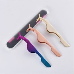 Outils de maquillage chauds Pince à épiler en acier inoxydable pour faux cils Clip applicateur pour mettre les cils avec le paquet de vente au détail Pinzas Para Pestanas Postizas