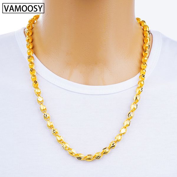 Caliente collar masculino cubano Colar trenzado gargantilla cadena 60 cm puro 24 K oro cadena collares para hombres 2018 moda collar largo joyería