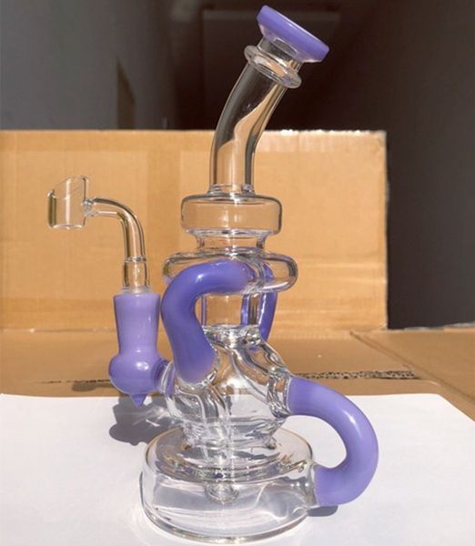 Verre Bong Feb Egg Klein recycleur Plates-formes pétrolières Narguilés Accessoires pour fumer Pipe à eau en verre Dab Bongs à eau avec banger 14mm