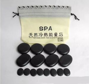 piedras de masaje masaje de energía natural conjunto de piedras de masaje spa caliente piedra de basalto 16pcs