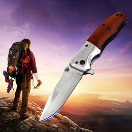 Hot MDA51 Assisted Flipper Folding Knife 440c Satin Drop Point Blade Houthandgreep Outdoor camping wandel Survival Tactical Knives