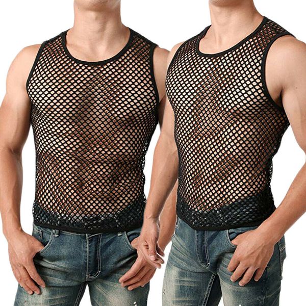 Hot Men's See Through Mesh T-Shirt Underwear Sheer Wear Transparent