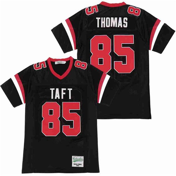 Hombres calientes Venta de la escuela secundaria Taft Michael Thomas Football Jersey 85 Ed transpirable y cosido en el equipo visitante Negro Algodón puro de calidad superior